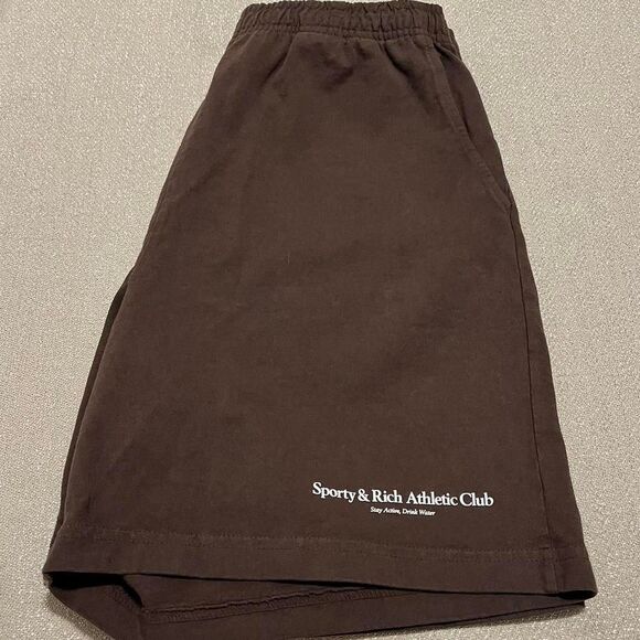 NWOT Sporty & Rich Logo Stay Active and Drink Water Gym Shorts, Size Large - Picture 4 of 4